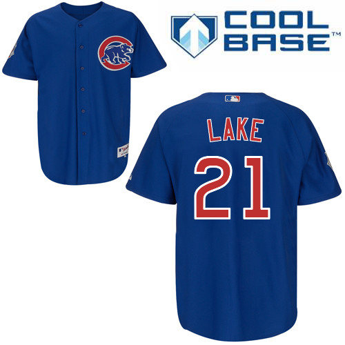 Junior Lake #21 MLB Jersey-Chicago Cubs Men's Authentic Alternate Blue Cool Base Baseball Jersey